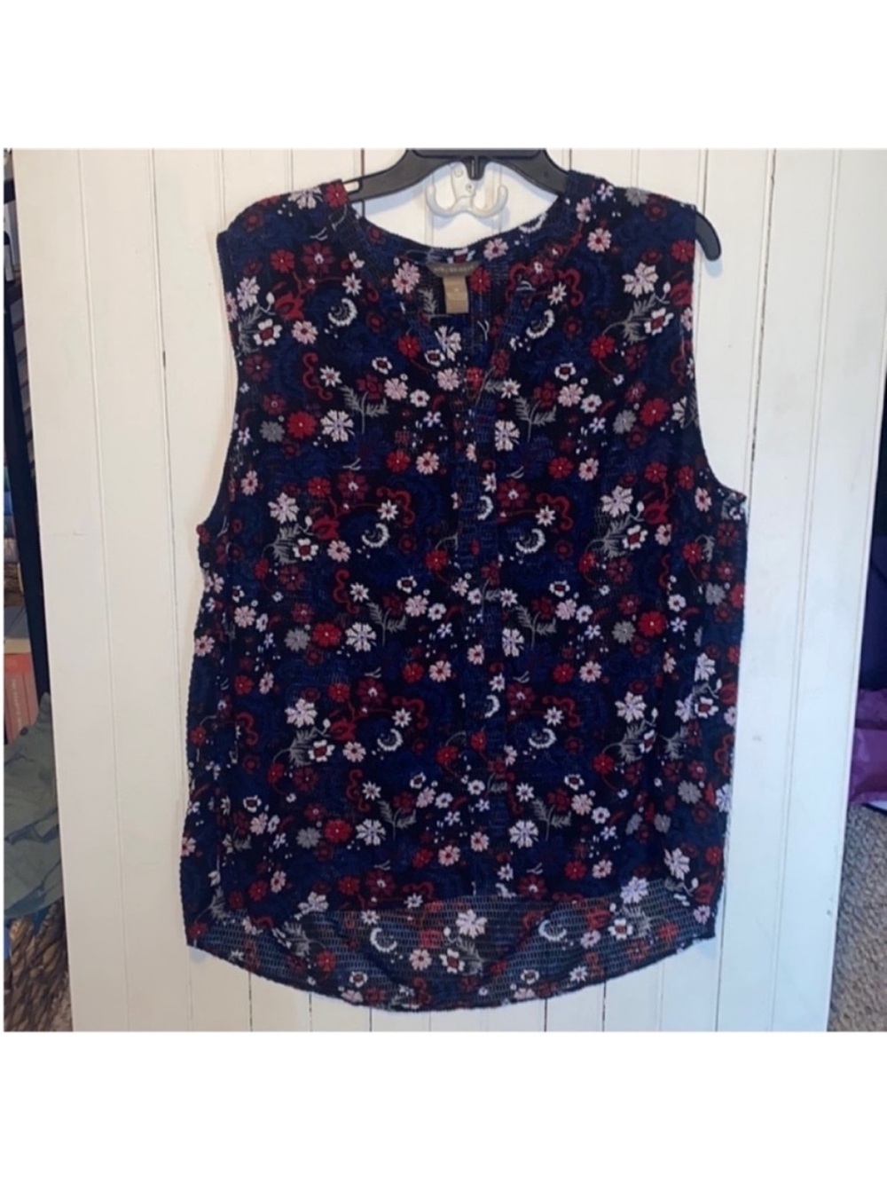 Bit & Bridle Tank Too Blue Red White Size 1X